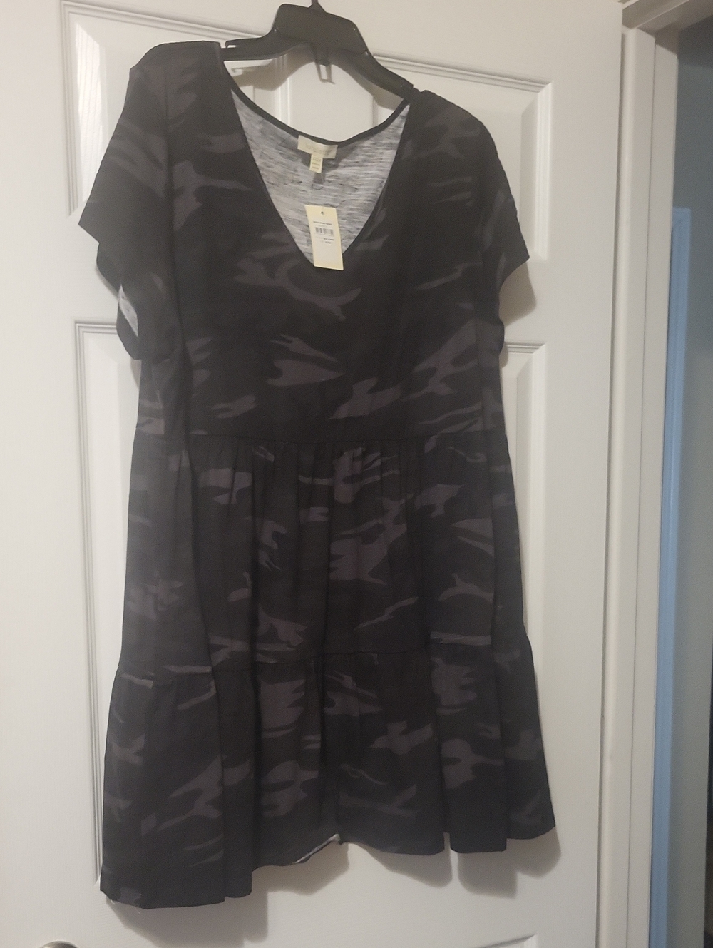 loralette Black & Charcoal Camo Mini Dress